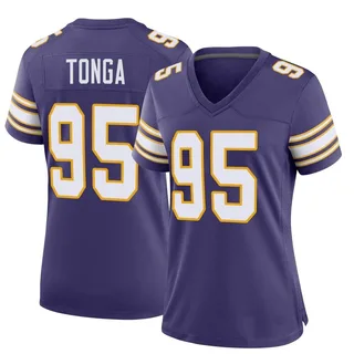 Khyiris Tonga Minnesota Vikings Men's Purple Backer Long Sleeve T-Shirt 